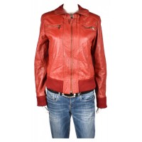 Червено кожено яке H.I.S. Jeans